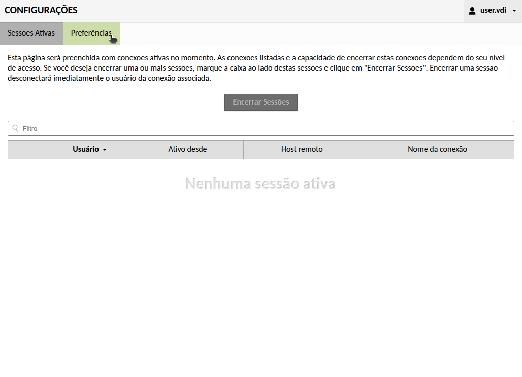 Conexões disponíveis